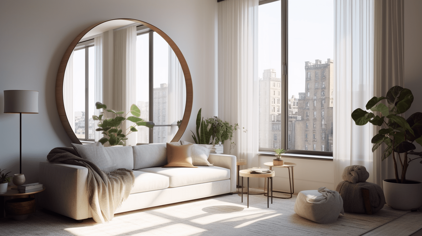 To zdjęcie uchwyciło transformacyjny wpływ dużych luster, które powiększają przestrzeń i wzmacniają naturalne światło, dodając wyjątkowy blask.