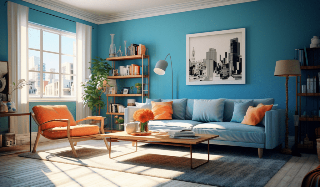 odcień turksusu w salonie